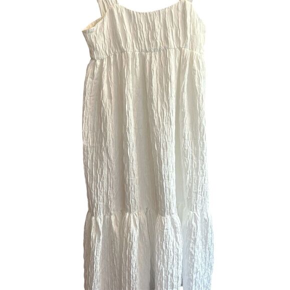 Zara Women's White Voluminous Textured Weave Midi Dress Size M - Picture 2 of 11